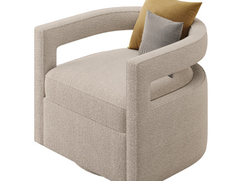 Kennedy Velvet Swivel Chair Modelo 3D