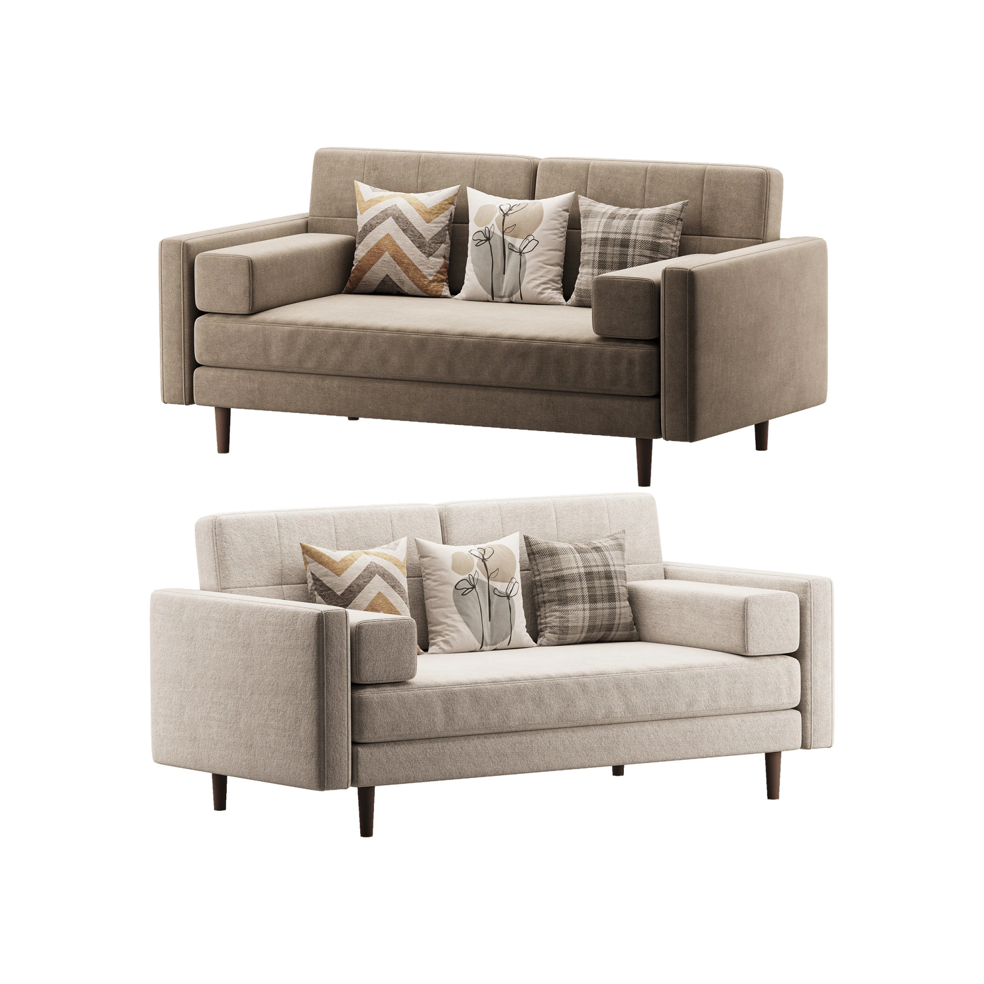 Ritz Luxe 2 Seater Sofa 3D Model .c4d .max .obj .3ds .fbx .stl .blend 