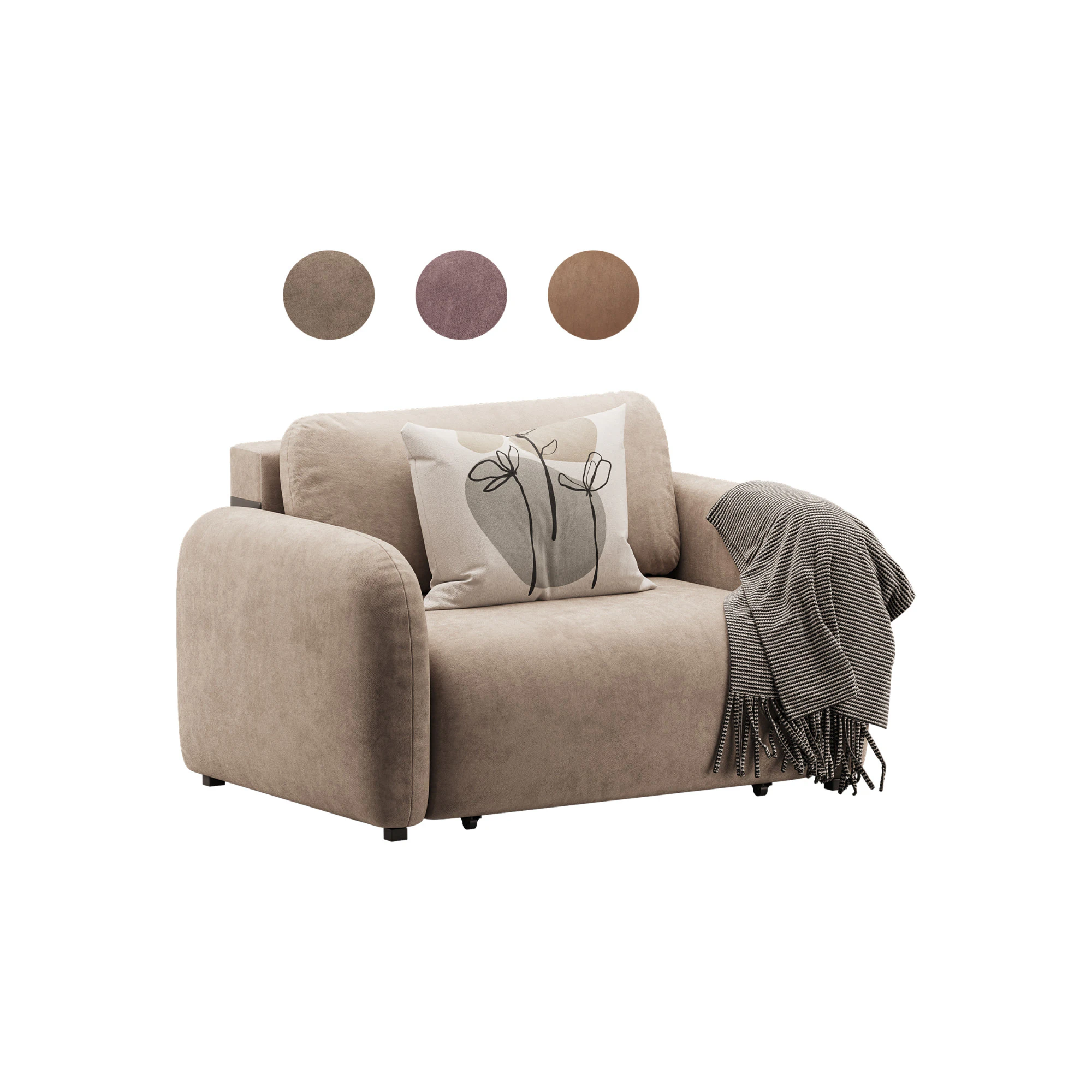 Sofa Lavi Velvet Beige 3D Model .c4d .max .obj .3ds .fbx .stl .blend