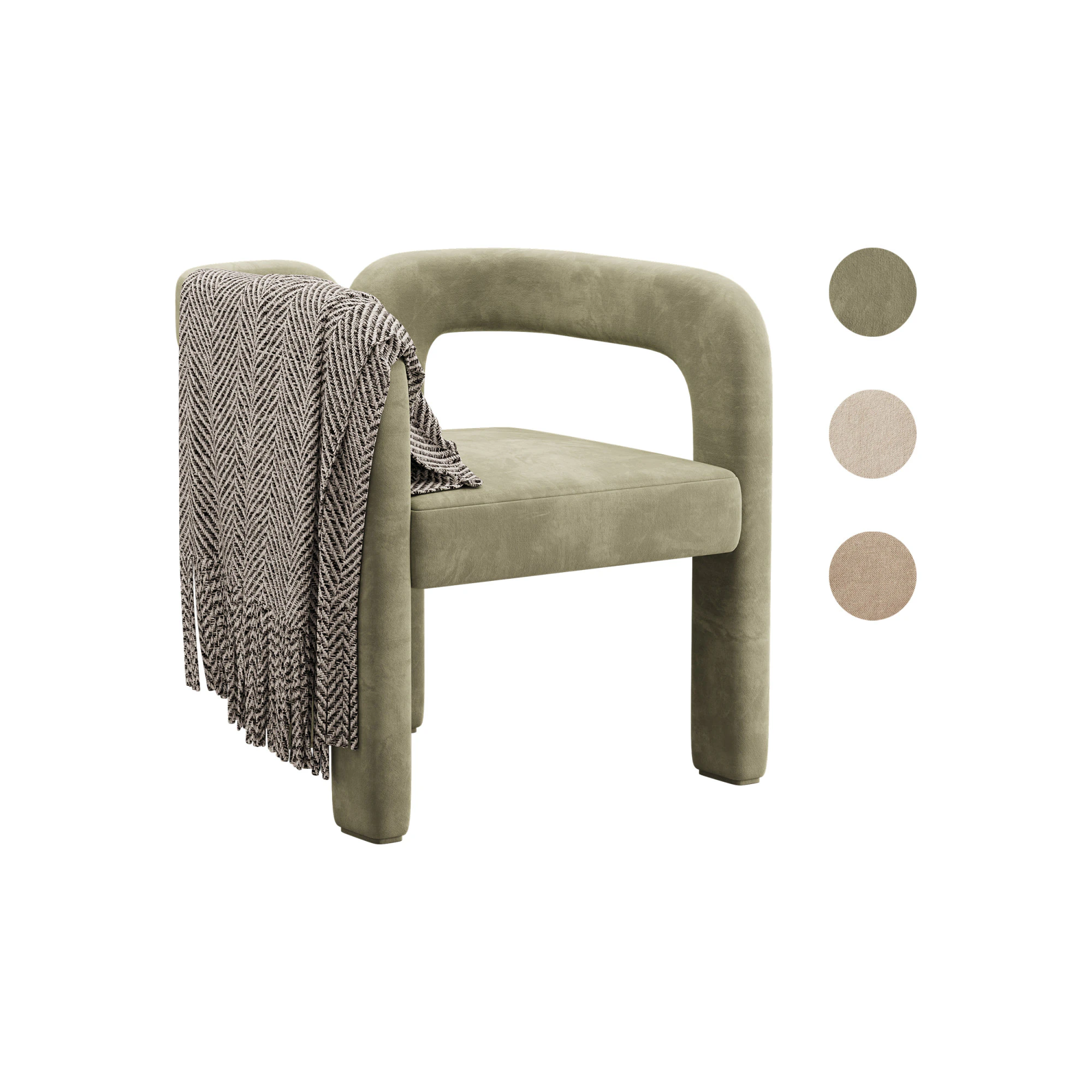 Art Deco Solid Color Arm Chair 3D Model .c4d .max .obj .3ds .fbx .stl .blend