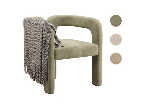 Fauteuil Art Déco de Couleur Unie Modèle 3D