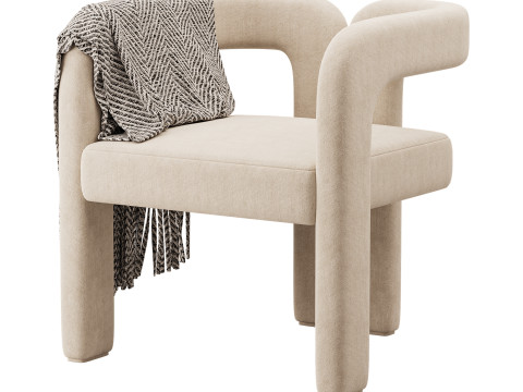 Art Deco Solid Color Arm Chair Modelo 3D