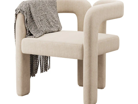 Art Deco Solid Color Arm Chair 3D Model