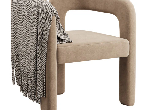 Art Deco Solid Color Arm Chair 3D Model