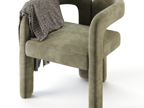 Art Deco Solid Color Arm Chair Modelo 3D