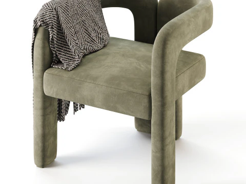 Art Deco Solid Color Arm Chair 3D Model