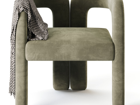 Art Deco Solid Color Arm Chair Modelo 3D