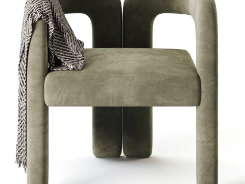Art Deco Solid Color Arm Chair 3D Model