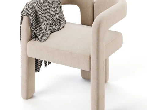 Art Deco Solid Color Arm Chair 3D Model