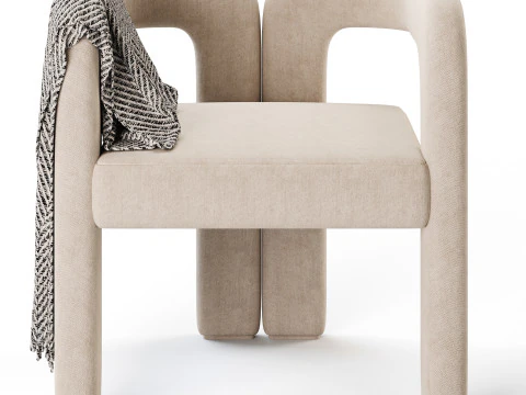 Art Deco Solid Color Arm Chair 3D Model