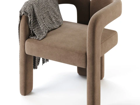 Art Deco Solid Color Arm Chair 3D Model