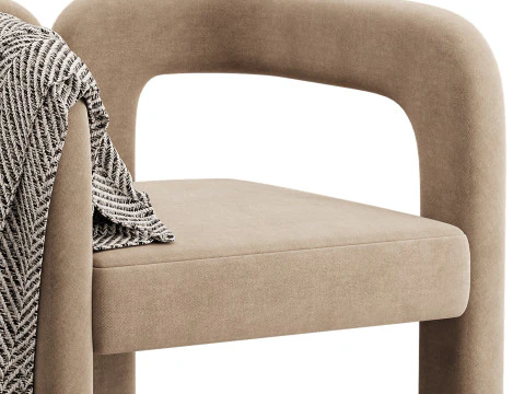 Art Deco Solid Color Arm Chair 3D Model