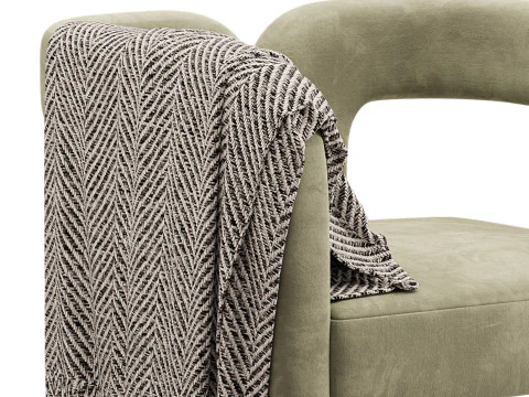 Art Deco Solid Color Arm Chair 3D Model