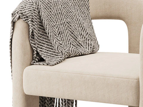 Art Deco Solid Color Arm Chair 3D Model