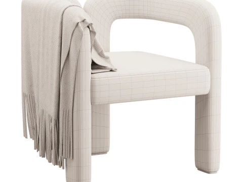 Art Deco Solid Color Arm Chair 3D Model