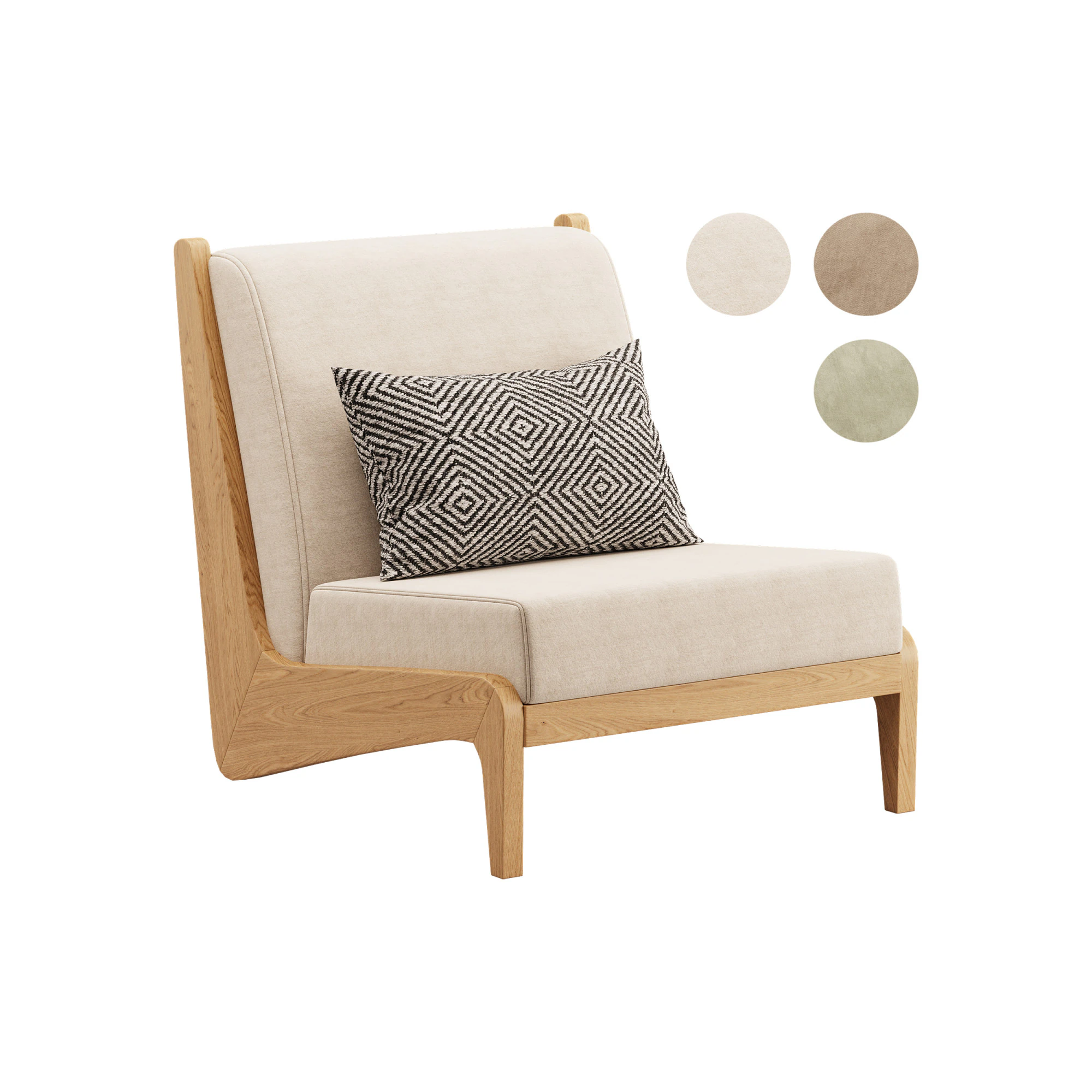 Art Deco White Foam Side Chair 3D Model .c4d .max .obj .3ds .fbx .stl .blend 