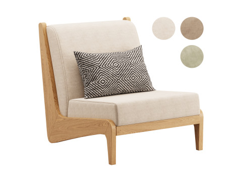Art Deco White Foam Side Chair 3D 모델