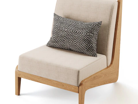 Art Deco White Foam Side Chair 3D Model