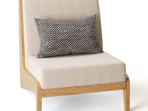 Art Deco White Foam Side Chair 3D Model