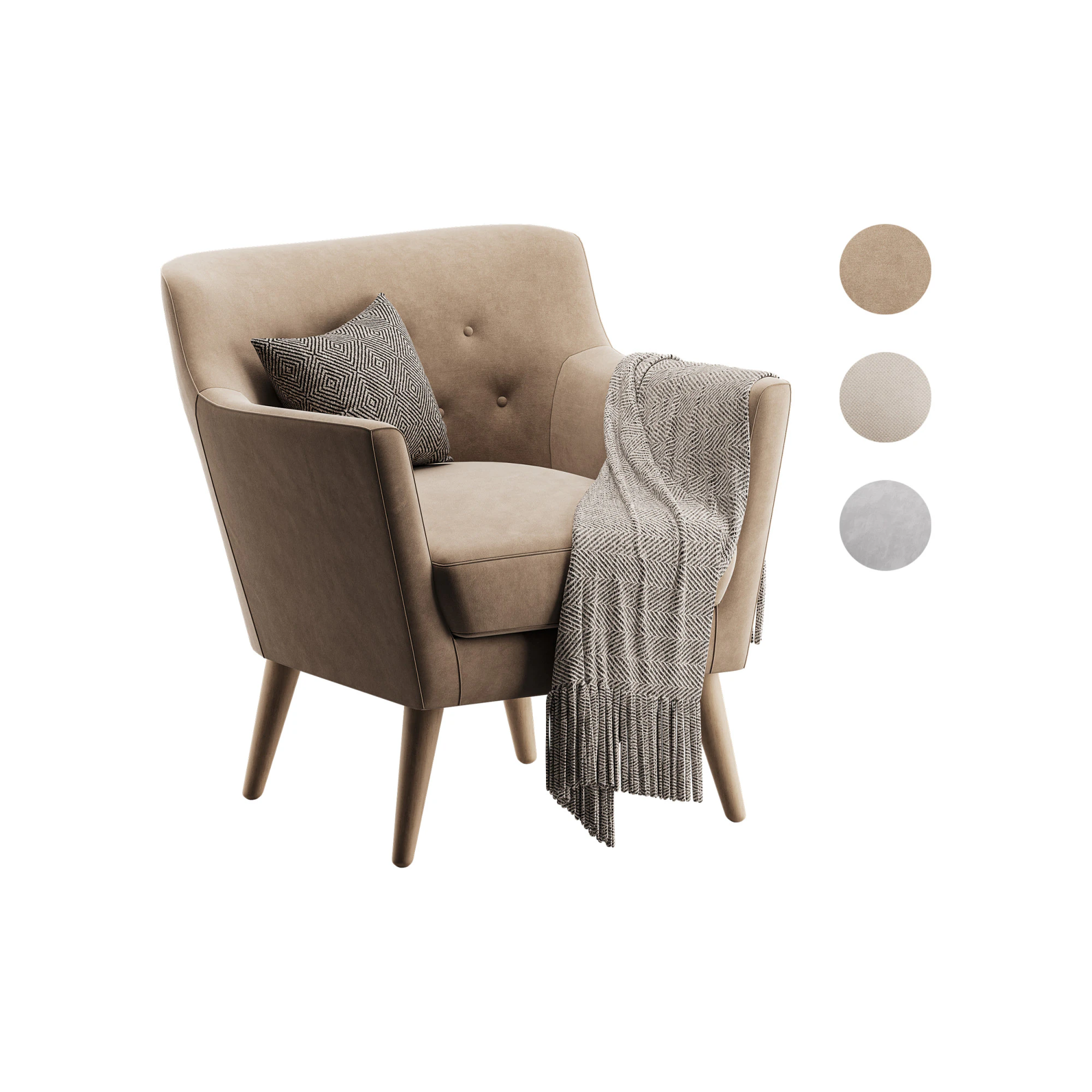 GDF Studio Madeira Buttoned Mid 3D Model .c4d .max .obj .3ds .fbx .stl .blend 