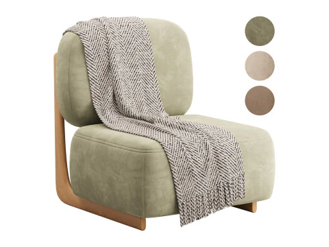 Silla auxiliar moderna de madera de cerezo de estilo simple Modelo 3D