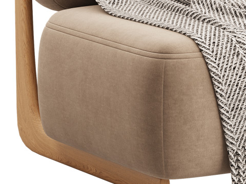 Modern Simple Style Cherry Wood Side Chair Model 3D