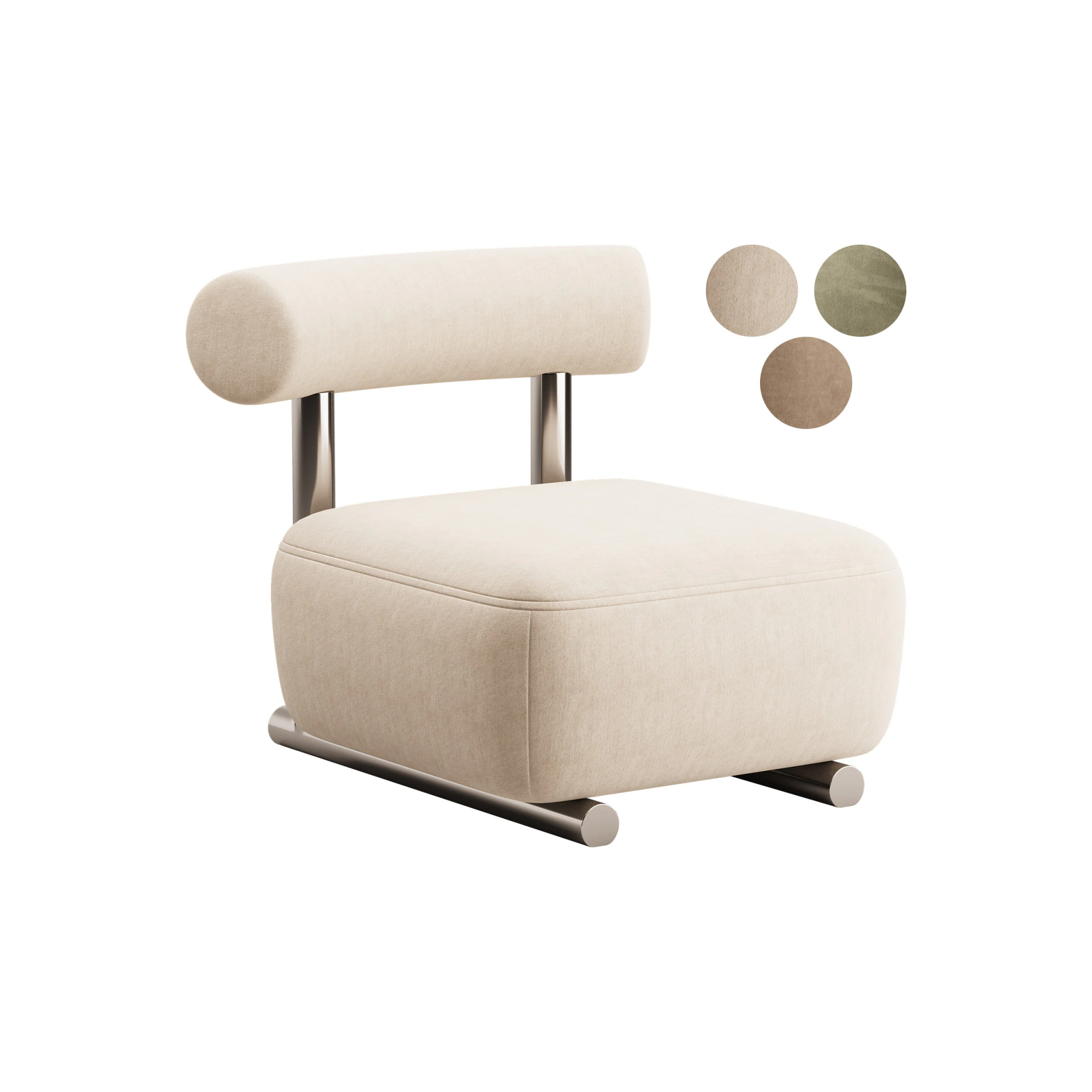 Modish Solid Color Foam Side Chair 3D Model .c4d .max .obj .3ds .fbx .stl .blend