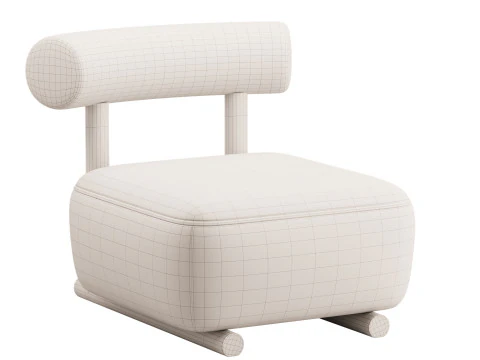 Modish Solid Color Foam Side Chair 3D Model