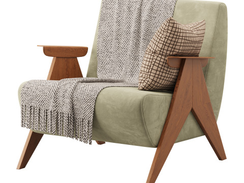 Nordic Ash Wood Arm Chair 3Dモデル