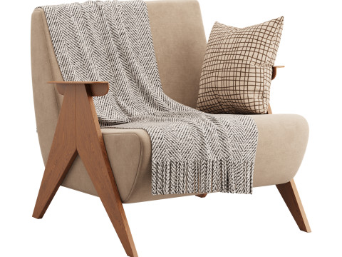Nordic Ash Wood Arm Chair 3Dモデル