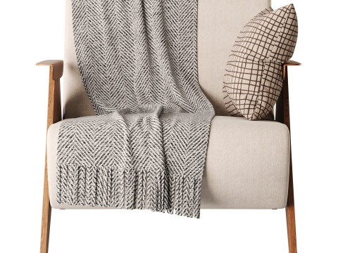 Nordic Ash Wood Arm Chair 3Dモデル