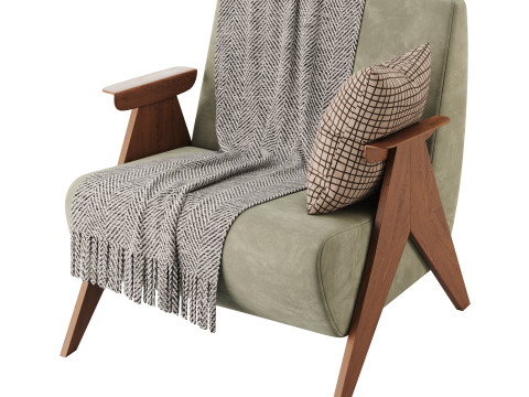 Nordic Ash Wood Arm Chair 3Dモデル