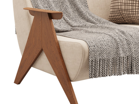 Nordic Ash Wood Arm Chair 3Dモデル
