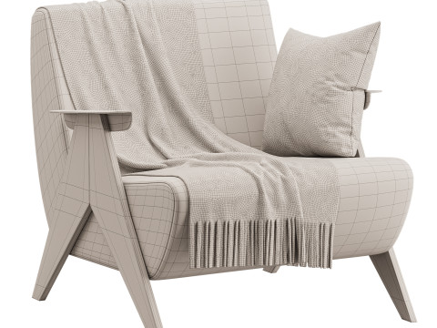 Nordic Ash Wood Arm Chair 3Dモデル