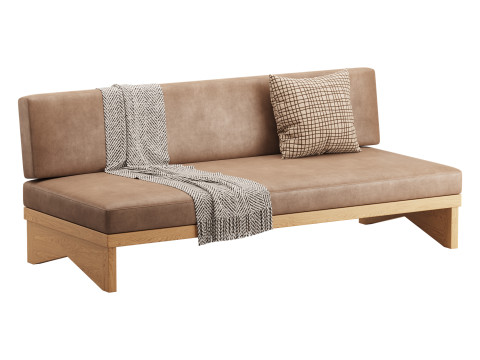 Pierre Leather Armless Loveseat 3D Model