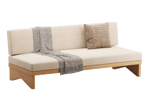Pierre Leather Armless Loveseat 3D Model