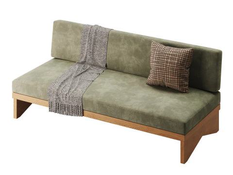 Pierre Leather Armless Loveseat 3D Model