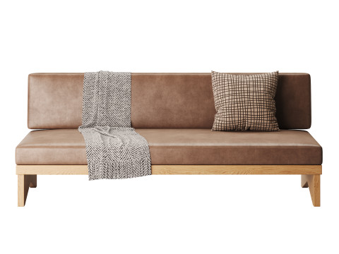 Pierre Leather Armless Loveseat 3D Model