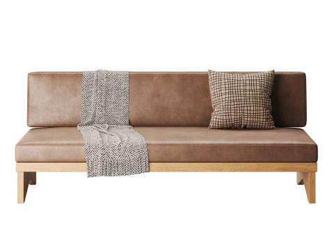 Pierre Leather Armless Loveseat 3D Model