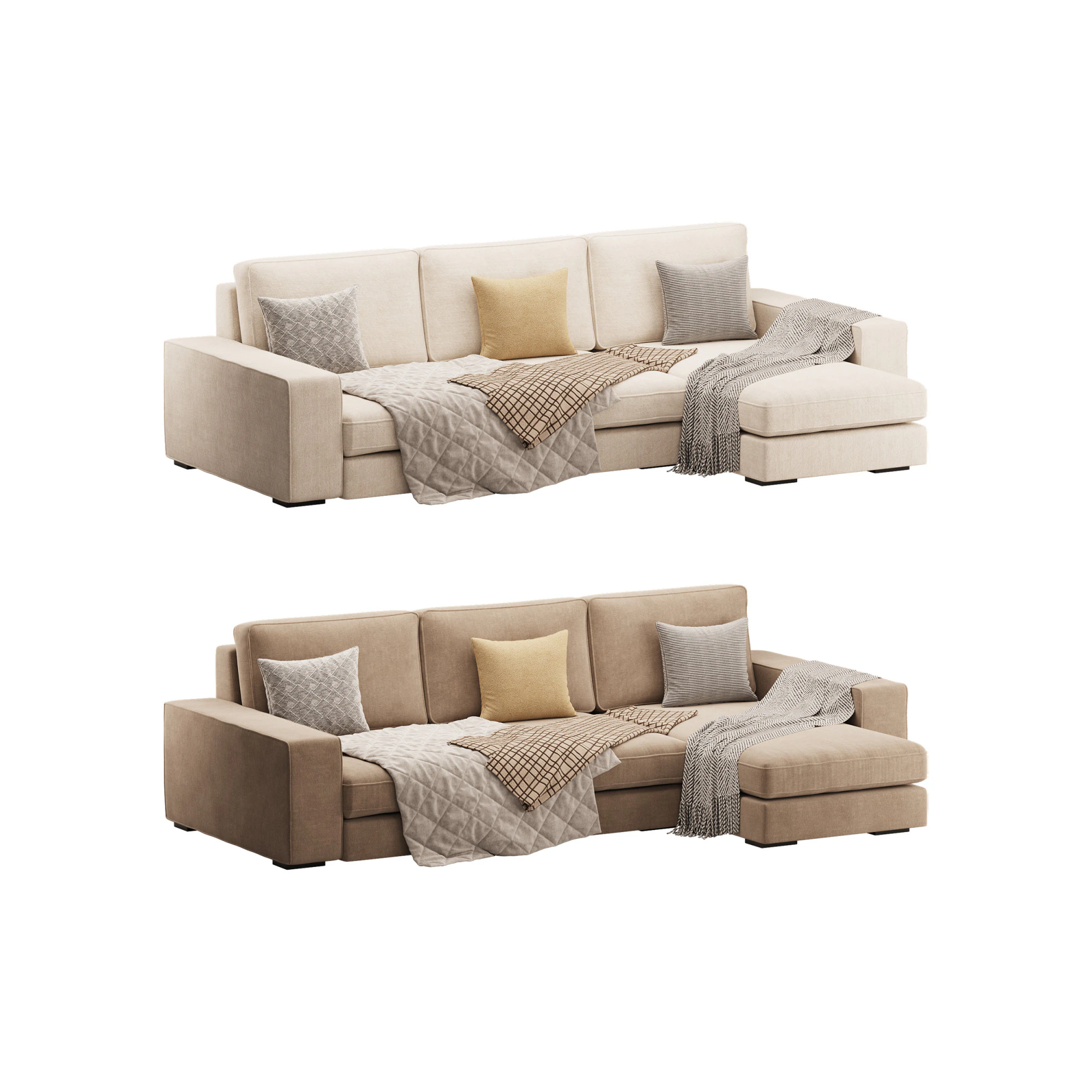 Sofa with chaise 3D Model .c4d .max .obj .3ds .fbx .stl .blend 