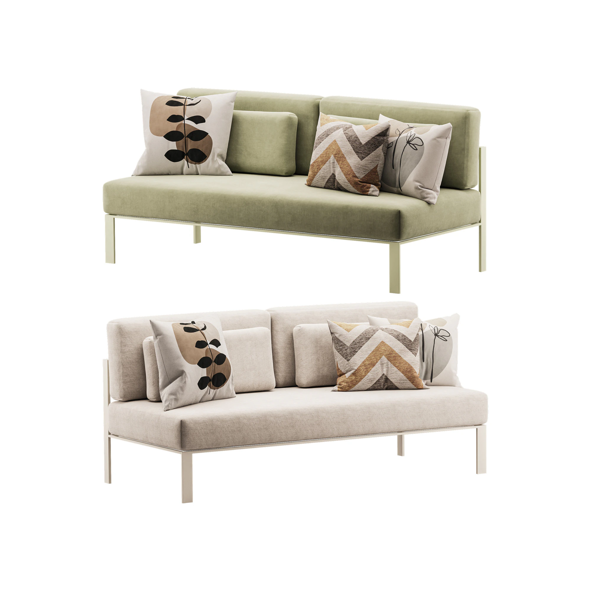 Solanas Sectional Sofa 3D Model .c4d .max .obj .3ds .fbx .stl .blend 