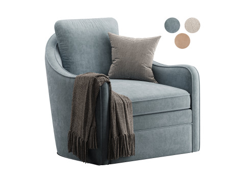 Wide Seat Lounge Swivel Arm Chair 3D Model