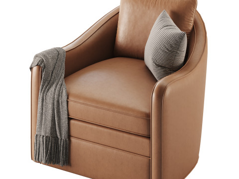 Wide Seat Lounge Swivel Arm Chair Modelo 3D