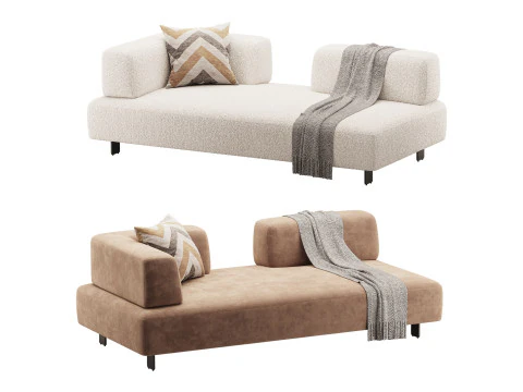 Sala Home Hotel Apartamento Mobili&aacute;rio Sof&aacute; de Tecido de Linho de Algod&atilde;o Modelo 3D