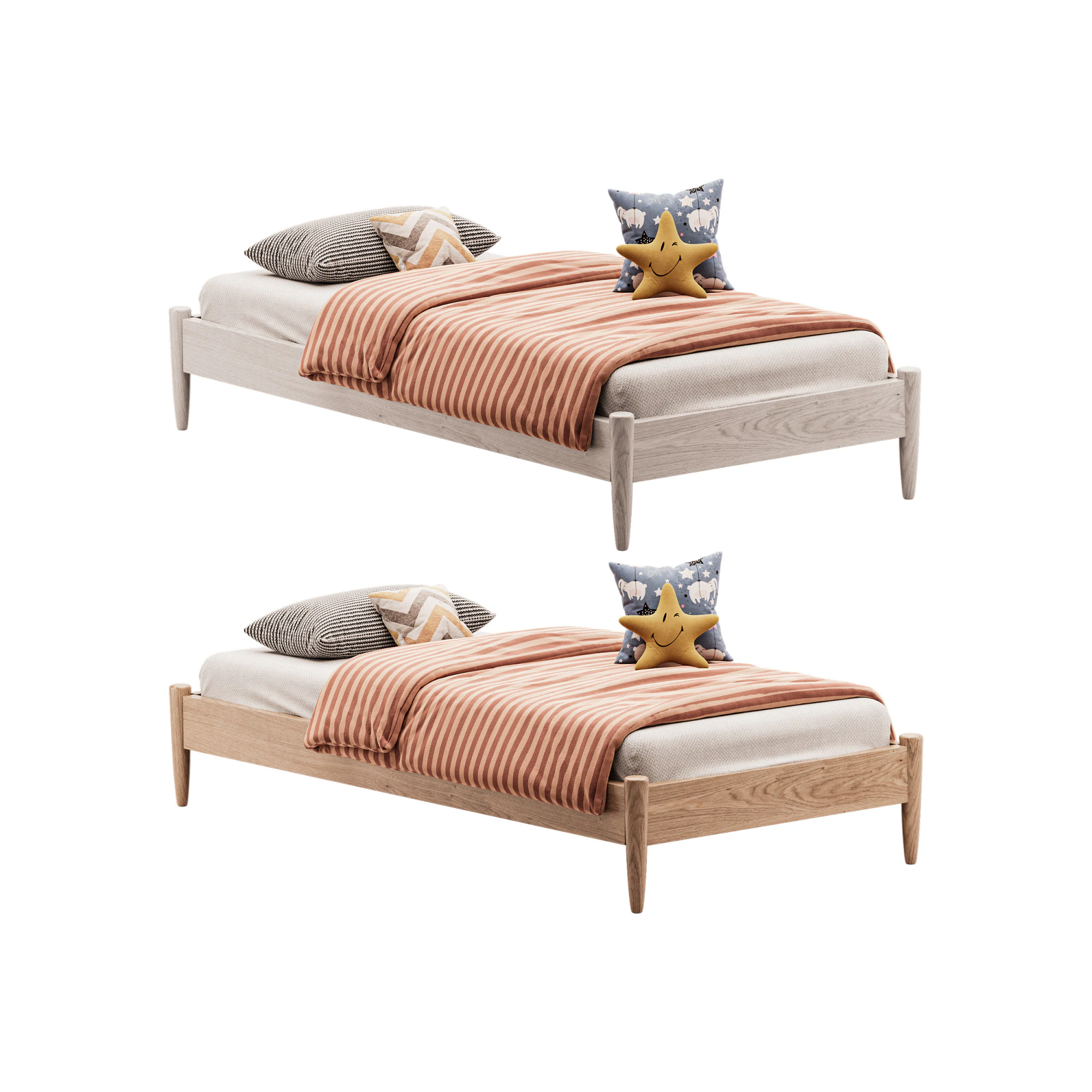 AFI Pasadena 14 Espresso Solid Wood Platform Bed 3D Model .c4d .max .obj .3ds .fbx .stl .blend 