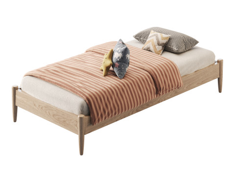 AFI Pasadena 14 Espresso Solid Wood Platform Bed Modelo 3D