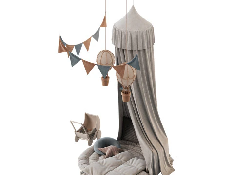 Ł&oacute;żeczko dziecięce 2 Model 3D