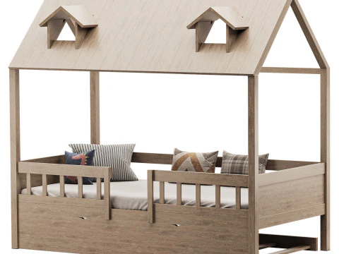 Bed Frame with Trundle 3D Model