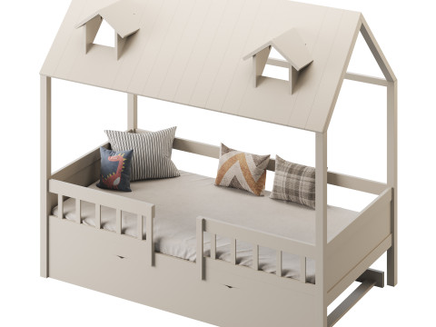 Bed Frame with Trundle 3D Model