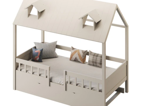 Bed Frame with Trundle 3D Model